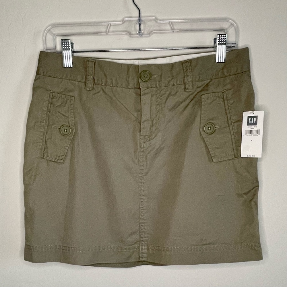 Vintage NWT Gap Khaki Olive Green Utility Mini Skirt Y2K Fashion - Cargo Skirt
